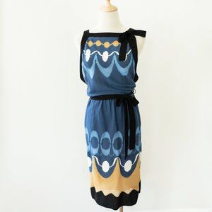 M Missoni Knit Square Neck Tie Waist Knee Length Dress